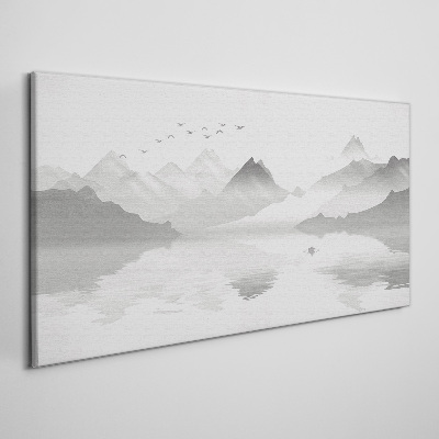 Schilderij op doek Een rustig berglandschap in monochroom