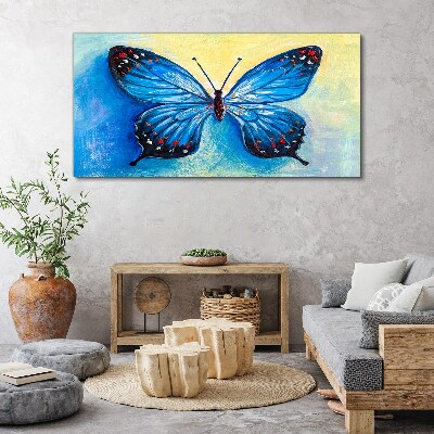 Canvas schilderij Blauwe vlinder op een abstracte achtergrond