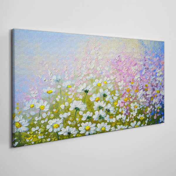Canvas schilderij Bloemenlandschap in pastelkleuren