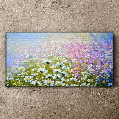 Canvas schilderij Bloemenlandschap in pastelkleuren