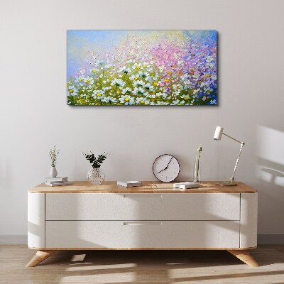 Canvas schilderij Bloemenlandschap in pastelkleuren