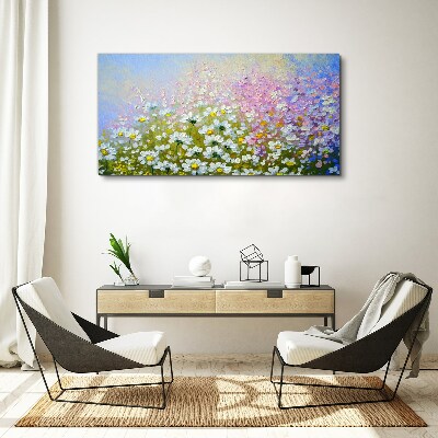 Canvas schilderij Bloemenlandschap in pastelkleuren