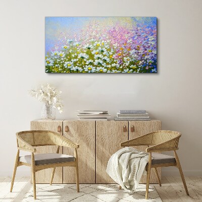 Canvas schilderij Bloemenlandschap in pastelkleuren
