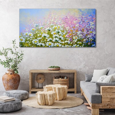 Canvas schilderij Bloemenlandschap in pastelkleuren