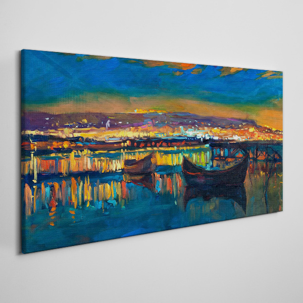 Foto op canvas De baai in de gloed van de zonsondergang