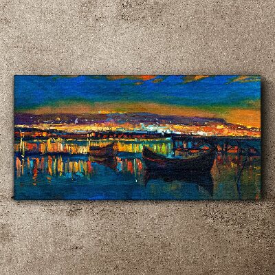 Foto op canvas De baai in de gloed van de zonsondergang