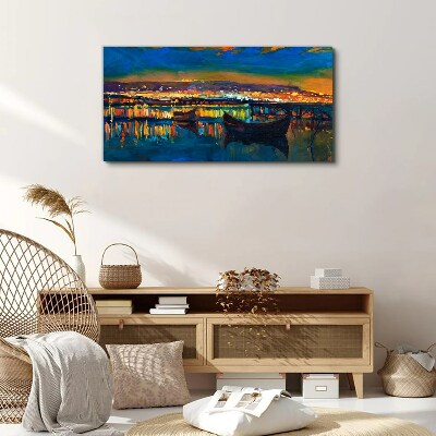 Foto op canvas De baai in de gloed van de zonsondergang