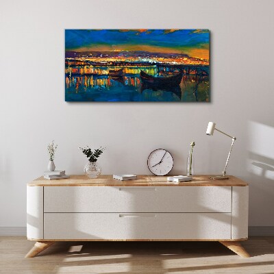 Foto op canvas De baai in de gloed van de zonsondergang