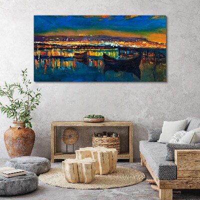 Foto op canvas De baai in de gloed van de zonsondergang