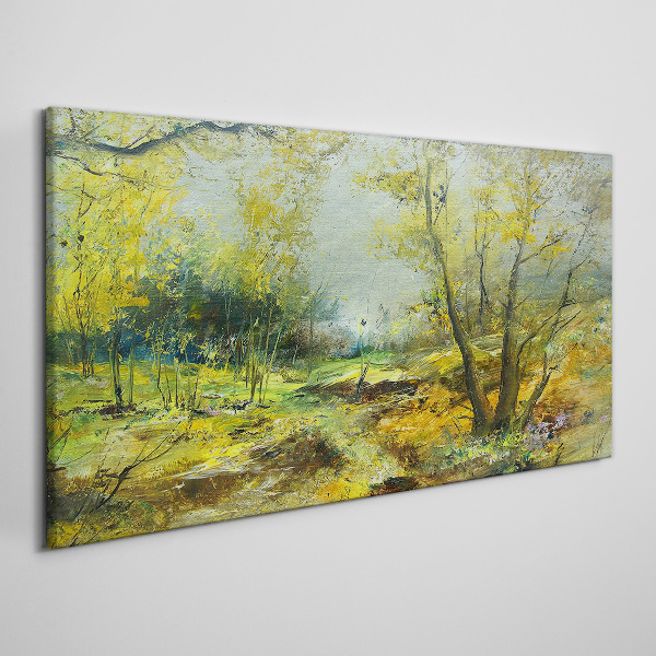 Canvas schilderij Lentelandschap met bomen