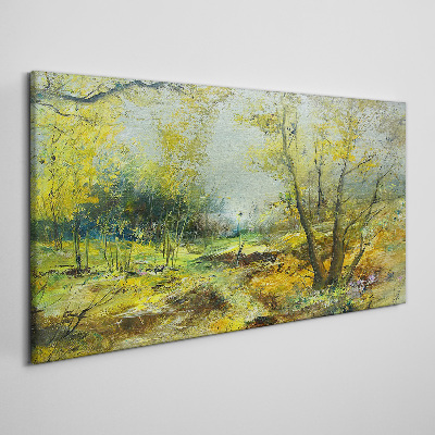 Canvas schilderij Lentelandschap met bomen