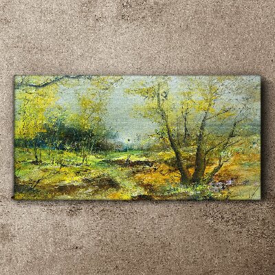 Canvas schilderij Lentelandschap met bomen