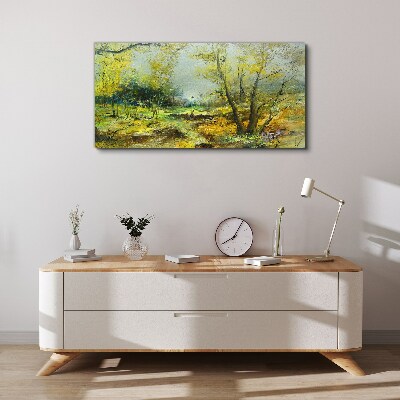 Canvas schilderij Lentelandschap met bomen
