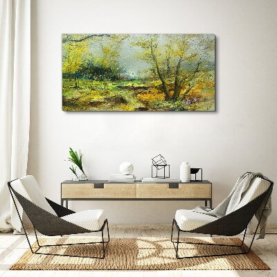 Canvas schilderij Lentelandschap met bomen