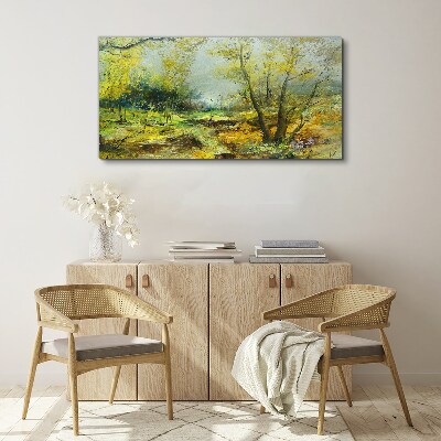 Canvas schilderij Lentelandschap met bomen