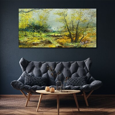 Canvas schilderij Lentelandschap met bomen