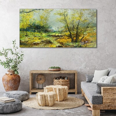 Canvas schilderij Lentelandschap met bomen
