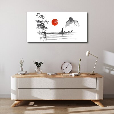 Schilderij op doek Een rustige ochtend aan de rivier