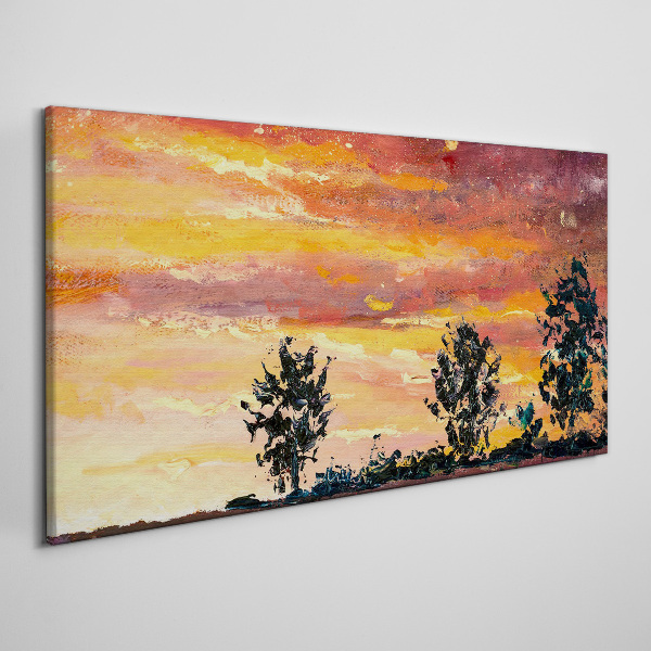 Foto op canvas Zonsondergang boven de bomen
