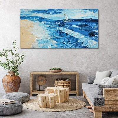 Foto op canvas Kalme zee met een zeilboot