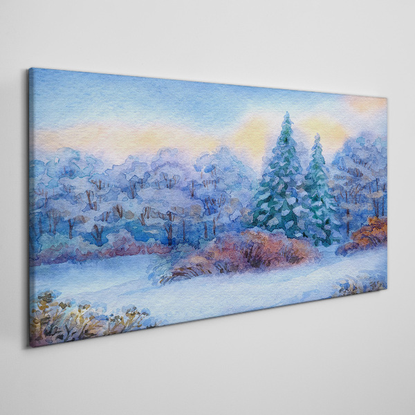 Canvas schilderij Winterlandschap in pastelkleuren