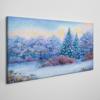 Canvas schilderij Winterlandschap in pastelkleuren