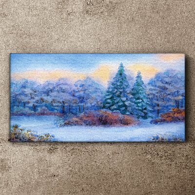 Canvas schilderij Winterlandschap in pastelkleuren