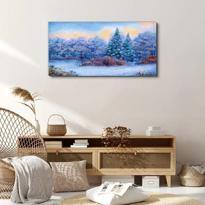Canvas schilderij Winterlandschap in pastelkleuren