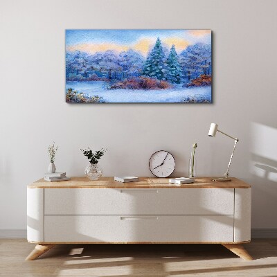Canvas schilderij Winterlandschap in pastelkleuren