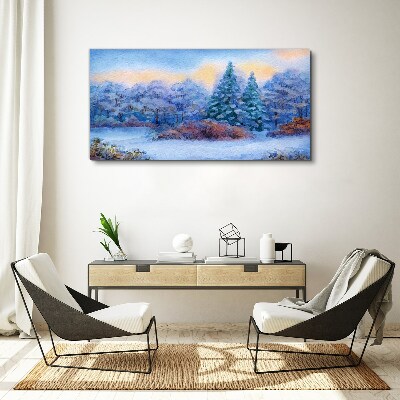 Canvas schilderij Winterlandschap in pastelkleuren