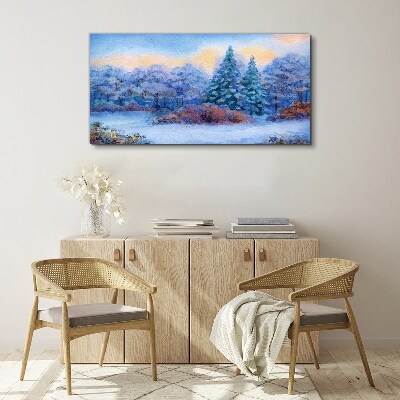 Canvas schilderij Winterlandschap in pastelkleuren