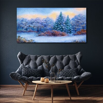 Canvas schilderij Winterlandschap in pastelkleuren