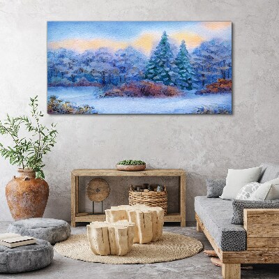 Canvas schilderij Winterlandschap in pastelkleuren
