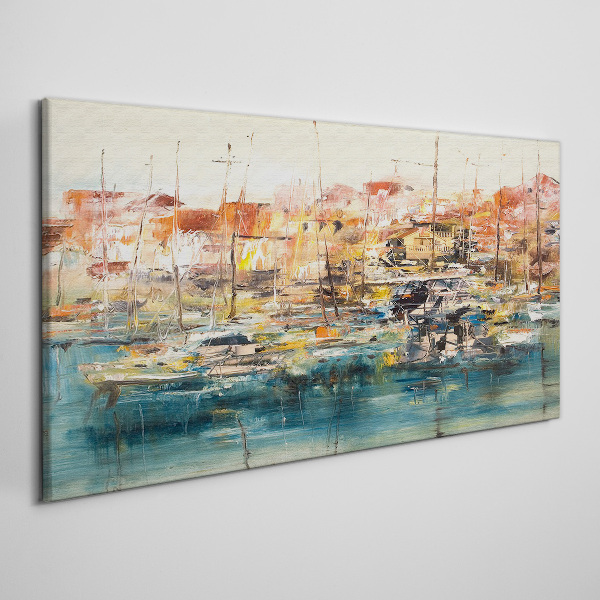 Canvas schilderij Havenlandschappen in pastelkleuren