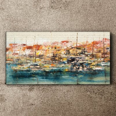 Canvas schilderij Havenlandschappen in pastelkleuren