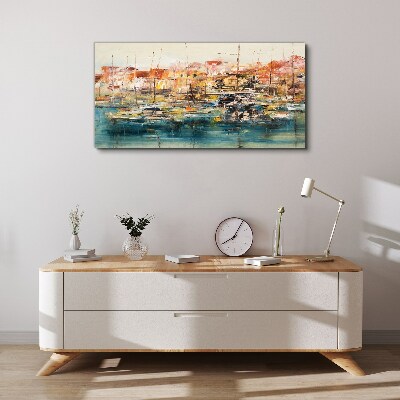 Canvas schilderij Havenlandschappen in pastelkleuren