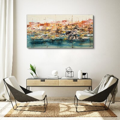 Canvas schilderij Havenlandschappen in pastelkleuren