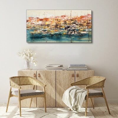 Canvas schilderij Havenlandschappen in pastelkleuren