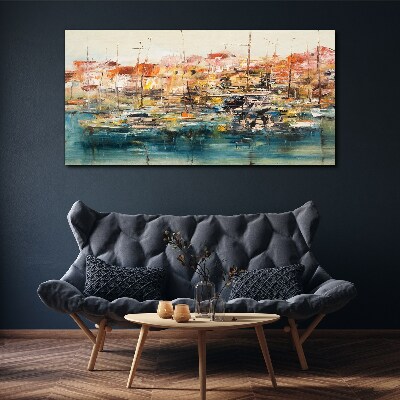Canvas schilderij Havenlandschappen in pastelkleuren