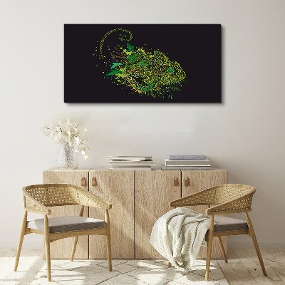 Canvas schilderij Kameleon in het groen