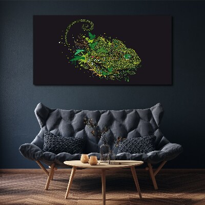 Canvas schilderij Kameleon in het groen