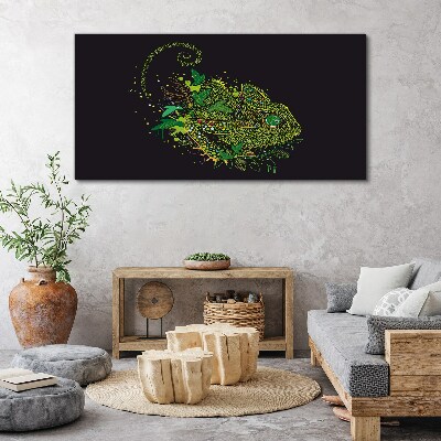 Canvas schilderij Kameleon in het groen