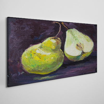 Schilderij op doek Groene peren op een donkere achtergrond