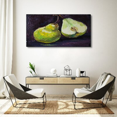 Schilderij op doek Groene peren op een donkere achtergrond