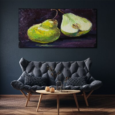 Schilderij op doek Groene peren op een donkere achtergrond