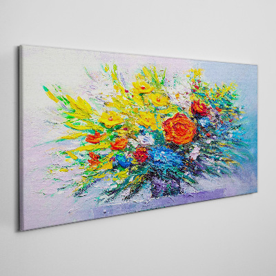 Canvas schilderij Een bloemencompositie in intense kleuren