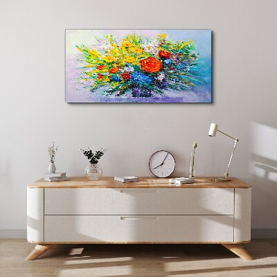 Canvas schilderij Een bloemencompositie in intense kleuren