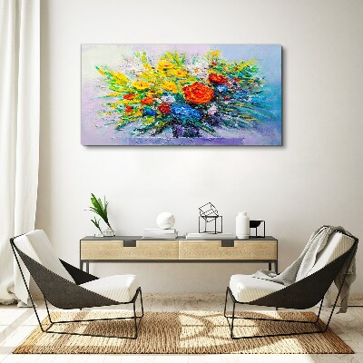 Canvas schilderij Een bloemencompositie in intense kleuren