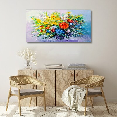 Canvas schilderij Een bloemencompositie in intense kleuren