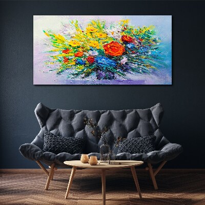 Canvas schilderij Een bloemencompositie in intense kleuren